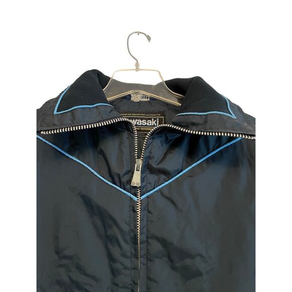 Vintage 80s Kawasaki Motorcycle Jacket Men Size Small Blue Nylon Insulated Retro - Picture 3 of 9